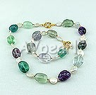 Wholesale Gemstone Necklace-coin pearl fluorite stone set