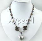 garnet pearl smoky quartz necklace