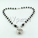 Wholesale Gemstone Necklace-pearl black agate necklace