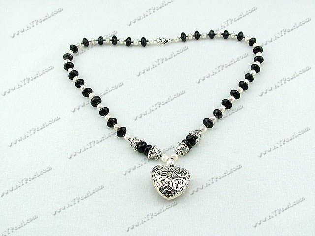 pearl black agate necklace