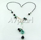 Wholesale Gemstone Jewelry-black crystal blue jade shell necklace