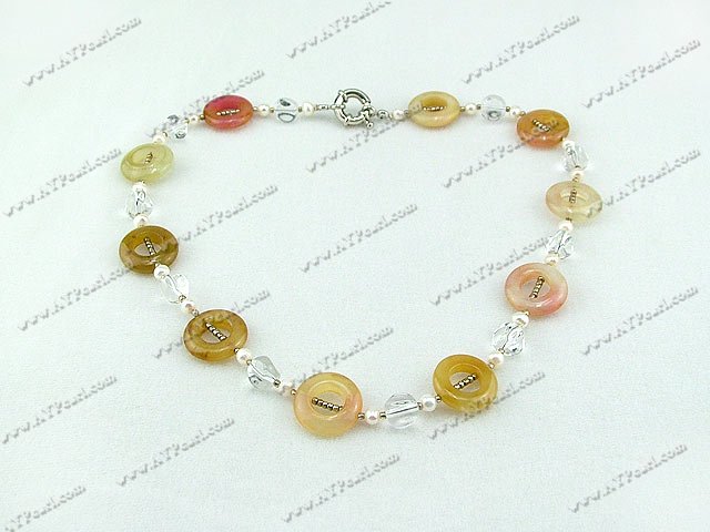 pearl crystal three-color necklace