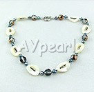 pearl crystal white lip shell necklace