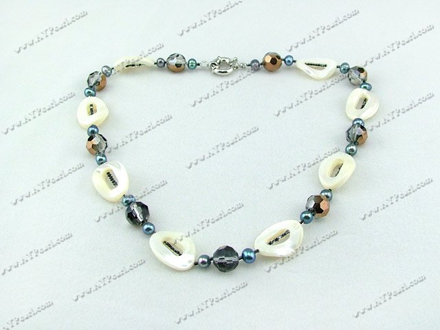 pearl crystal white lip shell necklace