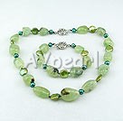 Wholesale Gemstone Necklace-coin pearl green rutilated quartz set