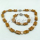 Wholesale Gemstone Jewelry-coin pearl picture jasper necklace