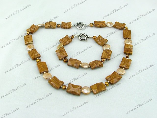 coin pearl picture jasper necklace