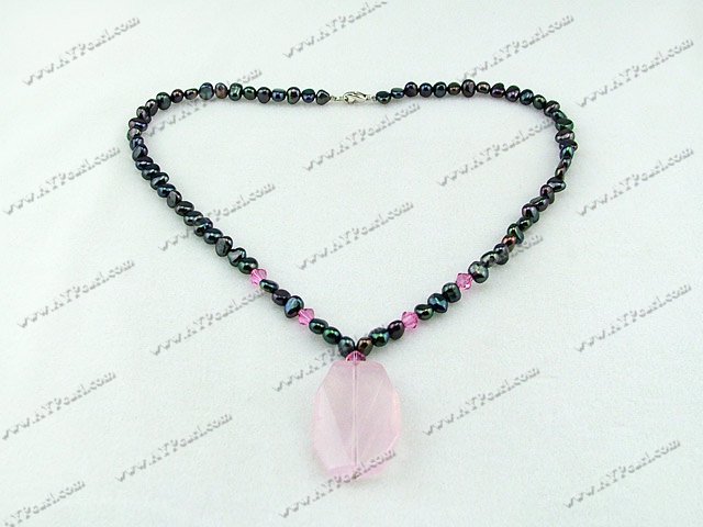 pearl rose quartz necklace