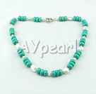 Wholesale coin pearl turquoise necklace