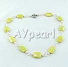 Wholesale Gemstone Necklace-pearl crystal lemon stone necklace