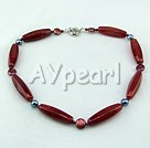 pearl red carnelian necklace