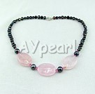 Wholesale pearl rose quartz necklace