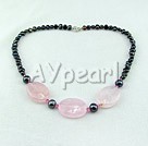 pearl rose quartz necklace