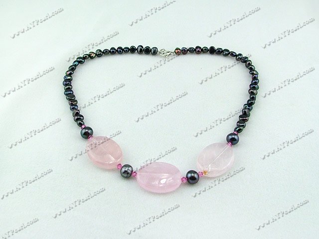 pearl rose quartz necklace