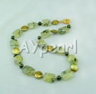 Wholesale Gemstone Jewelry-pearl faceted green rutilated quartz necklace