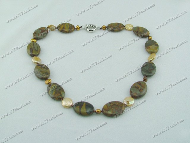 pearl picture jasper necklace