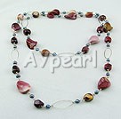 Pearl silver leaf agate necklace 