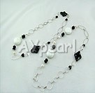 Wholesale Gemstone Necklace-white porcelain stone black agate necklace