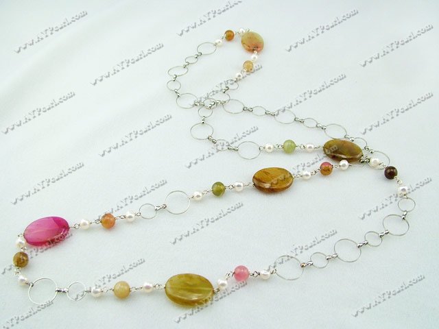 pearl three-jade necklace