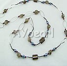 Garnet pearl smoke quartz necklace