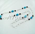 pearl black agate blue turquoise necklace