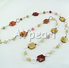 Wholesale Gemstone Necklace-garnet three-colored jade necklace