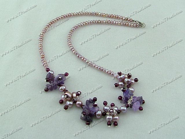 garnet pearl amethyst necklace