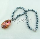 Wholesale Sea shell beads austrian crystal necklace