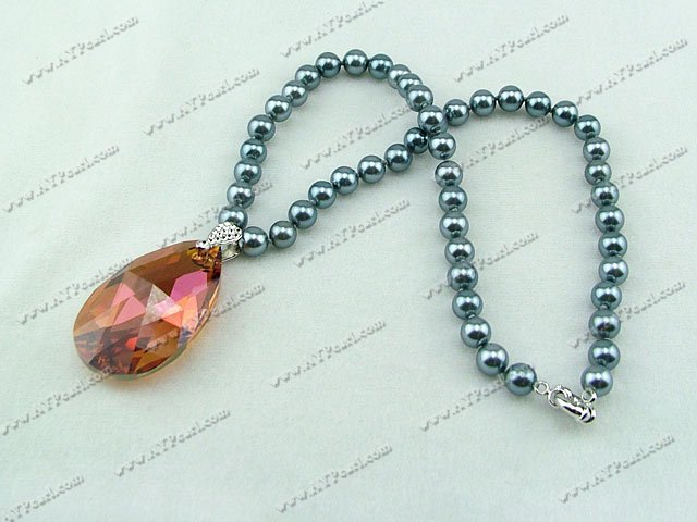 Sea shell beads austrian crystal necklace