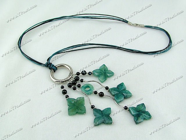 black agate blue jade necklace