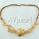 pearl yellow crystal necklace