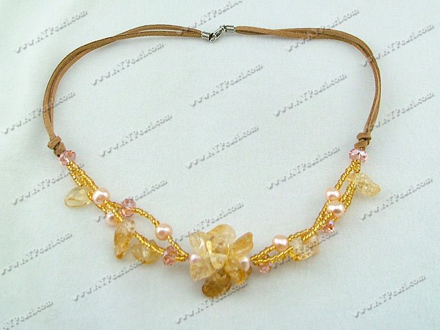 pearl yellow crystal necklace