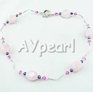 Wholesale Austrian crystal pearl rose quartz necklace