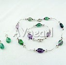 Wholesale Gemstone Necklace-rainbow fluorite jewelry set