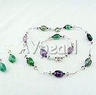 Wholesale Gemstone Jewelry-rainbow fluorite jewelry set