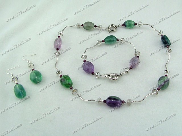 rainbow fluorite jewelry set