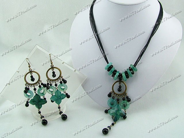 black agate blue jade set