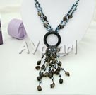 Wholesale black pearl smoky quartz necklace  
