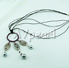 garnet gray agate seashell beads necklace