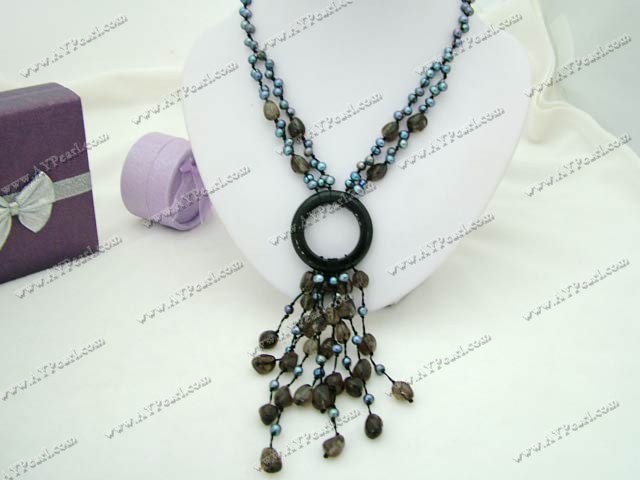 black pearl smoky quartz necklace  