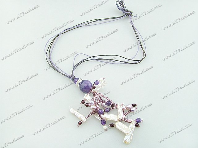 pearl amethyst garnet necklace 
