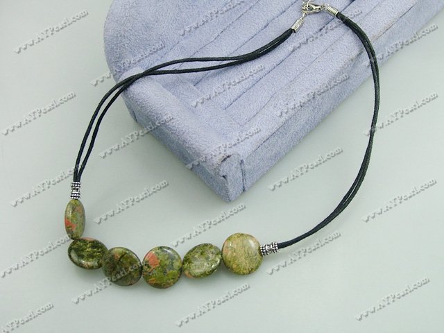 green piebald stone necklace
