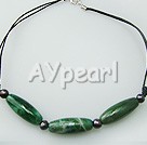 Wholesale Gemstone Jewelry-black pearl agate necklace