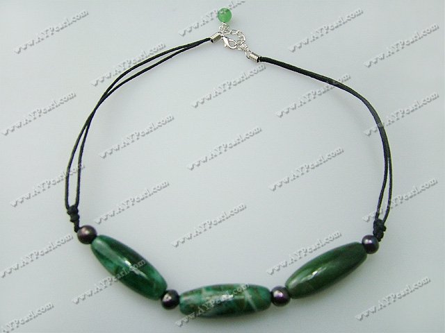 schwarze Perle aus Achat Halskette