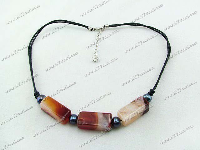 crystallized agate black pearl necklace