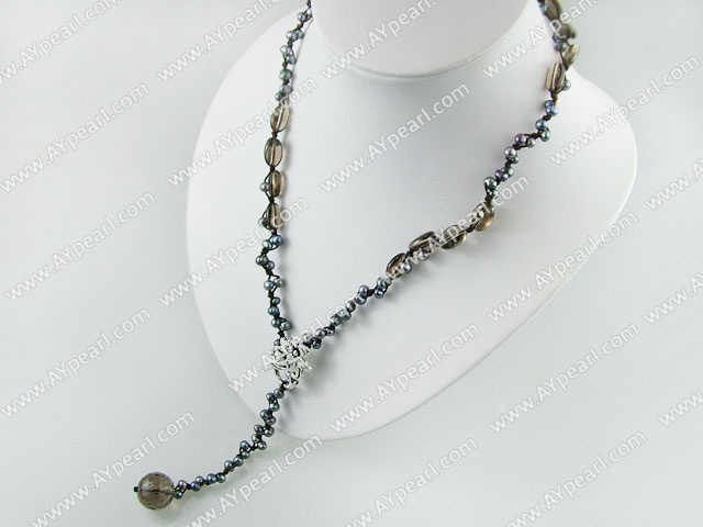 black pearl smoky quartz necklace