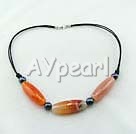 Wholesale Gemstone Necklace-black pearl agate necklace