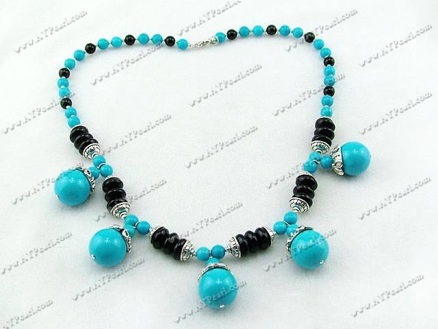 black agate blue turquoise necklace