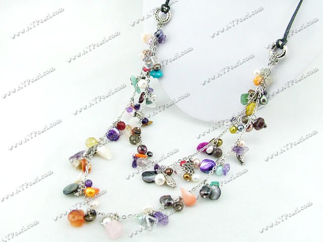 clored pearl multi-stone necklace