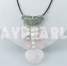 Wholesale Gemstone Necklace-pearl rose quartz necklace
